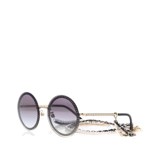 occhiale chanel round 4245|Chanel 4245 C125/S6 Gold Round Sunglasses .